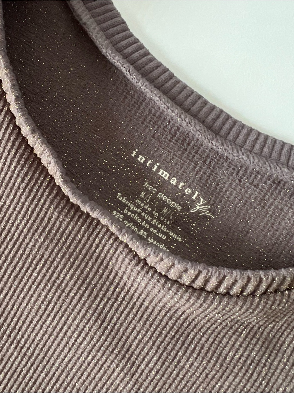 Intimately Free People Ribbed Seamless Cropped Tee Fireside Smoke M/L NWT - Picture 4 of 6